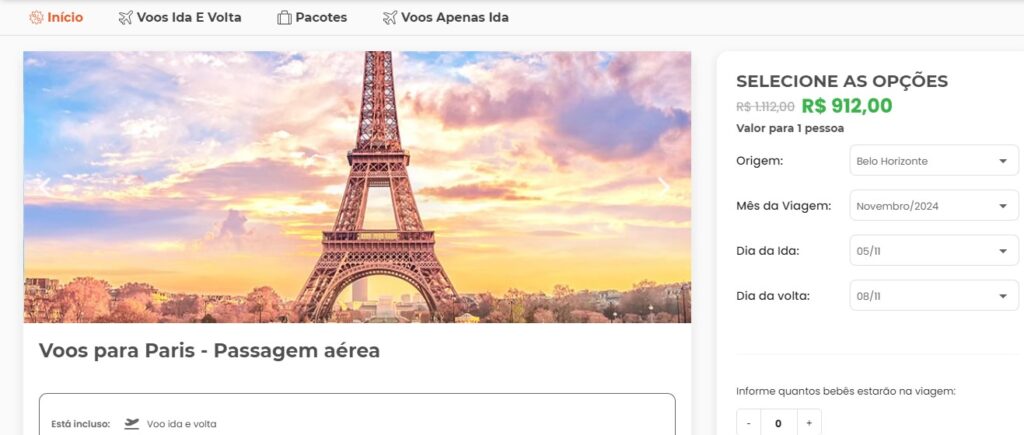 promoção de passagens internacionais